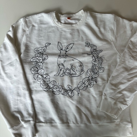 Coniglio Palm Beach White Embroidered Bunny Pullover Crest Sweatshirt - Picture 10 of 11